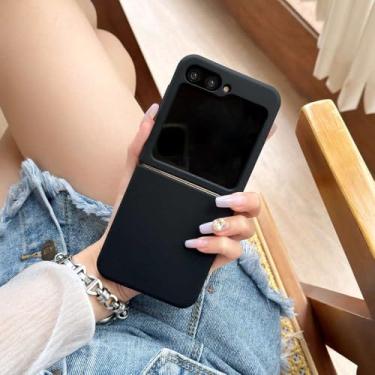 Imagem de Capa de silicone líquido fluorescente neon para Samsung Galaxy Z Flip 6 5, capa Z Flip6 ZFlip5, capa fosca à prova de choque, preta, para Samsung Galaxy Z Flip 6