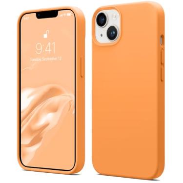 Imagem de Capa à prova de choque projetada para iPhone 14, [silicone de grau alimentício] [proteção militar contra quedas] com forro antiarranhões, capa protetora para celular para 14, 6,1 polegadas, laranja