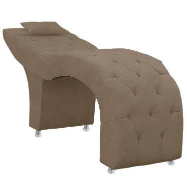 Imagem de Maca Estofada Capitone Julia Para Estetica Facial Sombrancelha E Cilios Suede Cor Capuccino