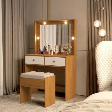 Imagem de Penteadeira Camarim Com Banqueta 100% MDF Compacta Reforçada Luz De LE