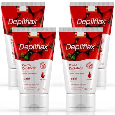 Imagem de Kit 4 Creme Depilatório Facial Morango Depilflax 50G