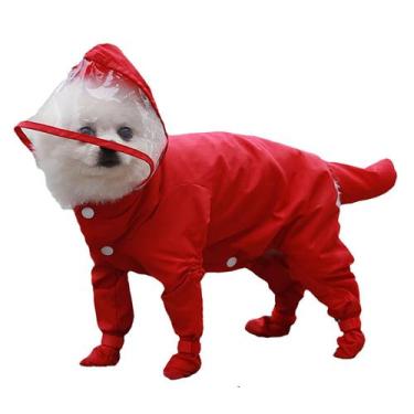 Imagem de Capa de chuva reflexiva impermeável IOICYBF para cães vermelha