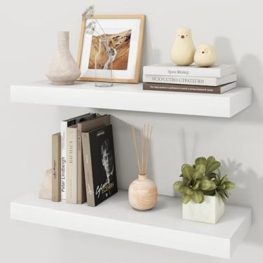 Imagem de Ornawit Prateleiras flutuantes para parede, prateleiras de madeira rústica montadas na parede para banheiro, quarto, sala de estar, cozinha, prateleira suspensa para livros/armazenamento/decoração de