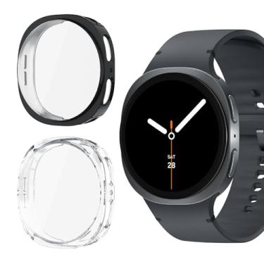 Imagem de HAOZHI 2Peças Película Protetora Compatível com Samsung Galaxy Watch 8 40mm 44mm,Capa Bumper Case de TPU para Samsung Galaxy Watch 8 Protetor de Tela (Preto+Transparente, 40mm)