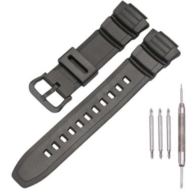 Imagem de HAOZHI 16mm Pulseira Compatível para Casio G Shock MCW 100H 110H,WS 220,W S220,WS220,WV 200,HDD S100,WV 200,AE 2000,AE 2100,Bracelete Correia Cinta Alça de Substituição para Relógio Casio (Preto)