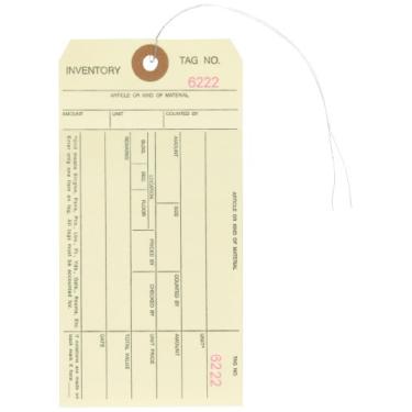 Imagem de Aviditi Etiqueta de inventário G18073 pré-fio 1 parte estilo número 8, 16 cm de comprimento x 8 cm de largura, numeração 6000-6999, Manila (caixa com 1000)
