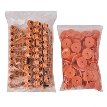 Imagem de HEEPDD 100pcs Etiqueta de Orelha de Gado, 1 Número 100 Número Tag de Orelha de Cabra Plástica Tag de Animal Anti -separação de Laranja Verde para Gado Nan de Vaca de Porco de Cabra de (Laranja)