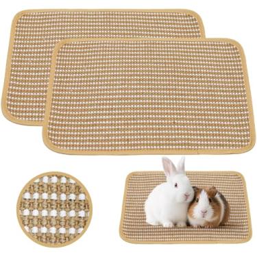 Imagem de KEPYDRMTF Almofada de arranhar coelho, almofada de sisal para coelho, porquinho-da-índia, gato, tapetes de descanso para gaiolas, tapete de grama forrageira, acessórios essenciais para ambientes