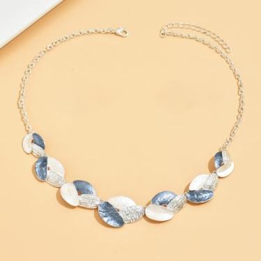 Imagem de Colar feminino azul e branco, cauda de sereia, elegante, ajustável, estilo gargantilha