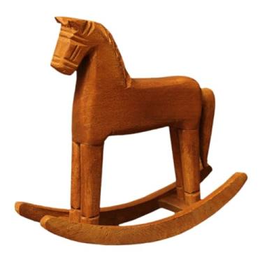Imagem de Fenteer Cavalo de Balanço de Madeira Decorativo, Estatueta de Cavalo de Balanço para Prateleira de Escritório Ou Quarto.