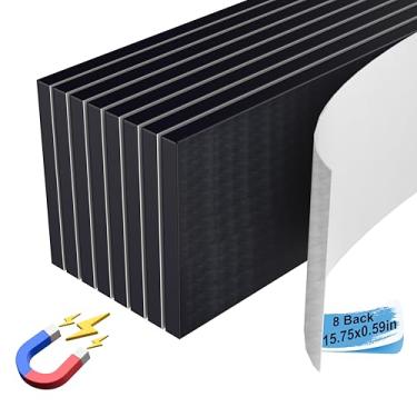 Imagem de INITMMO Fita magnética (2,5 cm de largura x 48 cm de comprimento), 8 peças de fita magnética com adesivo forte - Tira magnética adesiva flexível, fácil de cortar para bricolage e artesanato - preta