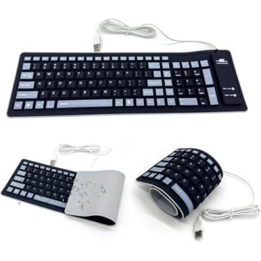 Imagem de Teclado de silicone, rolável, impermeável, 103 teclas, USB, com fio - 
