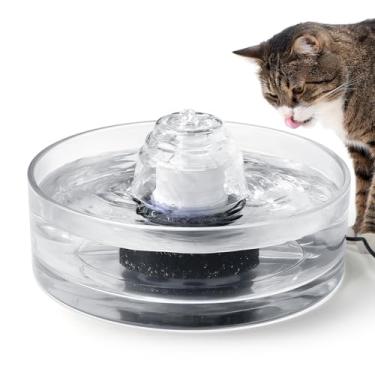 Imagem de Fonte de vidro para animais de estimação de 2,7 L – Fonte de água de vidro transparente para gatos e tigela de beber para cães pequenos – Dispensador automático de água para gatos