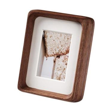 Imagem de Porta-retratos Youncewooder 5x7 com 3,5x5 mate de madeira de nogueira