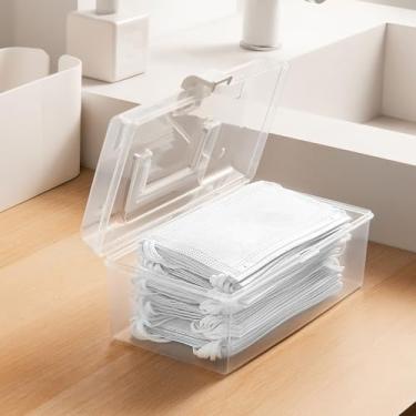 Imagem de Caixa de armazenamento de plástico transparente com alça, portátil, ideal para artigos de papelaria de mesa, costura, artesanato, joias multiuso