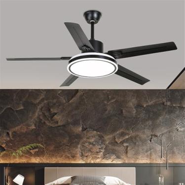 Imagem de Ventilador de teto moderno nórdico com controle remoto, luminária elétrica de luxo para sala de estar, restaurante, quarto, escritório, hotel e villa, com LED (Estilo 36, 1 unidade)