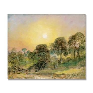 Imagem de NHLDZYH Arte de parede John Constable, (Árvores ao pôr do sol), pôster de pinturas famosas, decoração de parede com impressão de imagem retrô de romantismo. Apenas tela de 60 x 72 cm - 23,6 x 28,3 pol