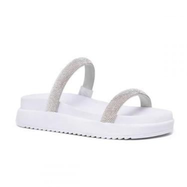 Imagem de Sandalia Papete Aberta Pires Shoes Tiras com Brilho Sola Leve Conforto