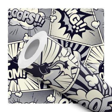 Imagem de Papel de Parede Adesivo Quadrinhos HQ Comics Moderno Preto e Branco Ar