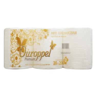 Imagem de Papel Toalha Bobina 100% celulose Ouroppel com 6 rolos de 200 metros 2