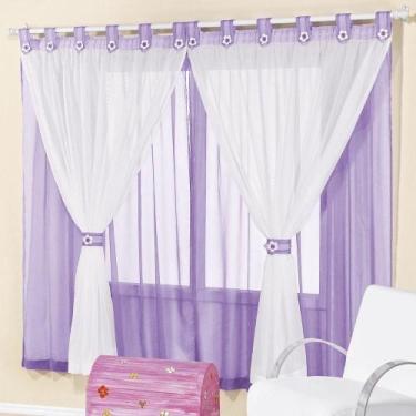 Imagem de Cortina de voal quarto de bebê 2,00mx 1,70m Lilás Juvenil - EMPÓRIO DO