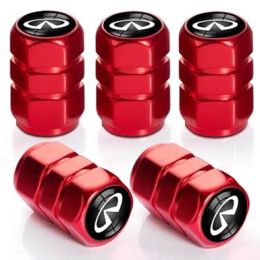 Imagem de 5 peças de tampas de haste de válvula de pneu, peças de pneu de carro, para Infiniti QX50 Q50 Q70 Q70L Q60 QX30 QX60 QX80 acessórios de decoração, tampa de haste de liga de alumínio, YFND-vermelho
