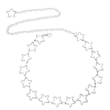 Imagem de DOPENSPI Cinto de corrente de estrela para mulheres, cinto de corrente de estrela dourada com borla longa ajustável, acessórios modernos Y2K, correntes de corpo punk, joias para jeans, vestidos, saia