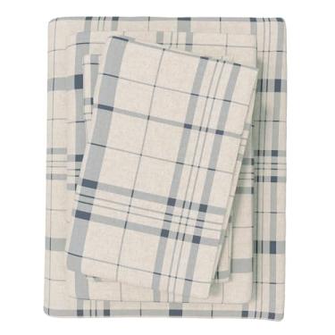 Imagem de Great Bay Home Jogo de lençóis de flanela King Size - 100% algodão turco, escovado, xadrez e listrado, ultramacio, aconchegante, conjunto de cama de 4 peças (xadrez legal)