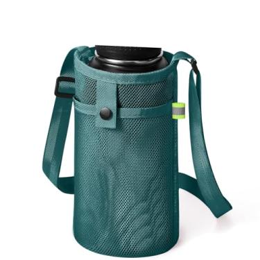 Imagem de Suporte de garrafa de água com alça de ombro ajustável bolsa de garrafa de água de malha para caminhadas, esportes e caminhadas, Verde, Verde