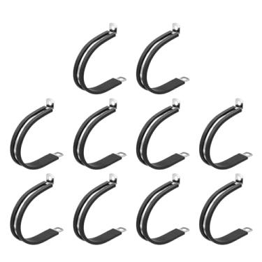 Imagem de HARFINGTON 10 braçadeiras de aço inoxidável de 55 mm (2-3/40.6 cm) grampos de conduíte acolchoados de borracha clipe de alça para instalação doméstica industrial automotiva fio de tubulação