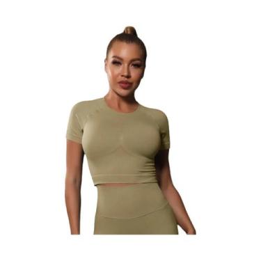 Imagem de Camiseta Esportiva Feminina Sem Costura - Ideal para Ioga, Fitness e T