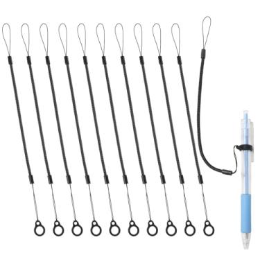 Imagem de Guduling 10 cordas de caneta, coleira de caneta, cordão de canetas, com anel de silicone, cordão de silicone, cordões retráteis para amarrar a caneta de desenho à tela sensível ao toque, retrátil