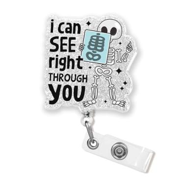 Imagem de Carretel de crachá I Can See Right Through You, 4 cm, radiologia, técnico, técnico de radiologia, engraçado, enfermeira, CNA RN, flebotomia, enfermagem, pediátrico, crachá, retrátil com clipe jacaré