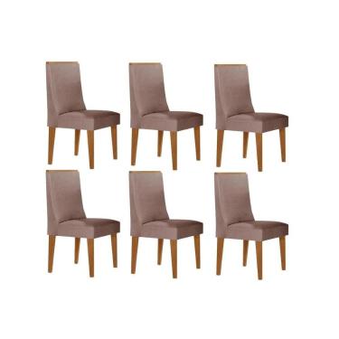 Imagem de Cadeira Sala De Jantar Dakota Kit 6 Un Naturale-linho Capuccino - Rufato