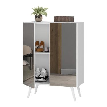 Imagem de Sapateira 2 Portas Retrô Com Espelho Nina Multimóveis V6012 Branca Branco