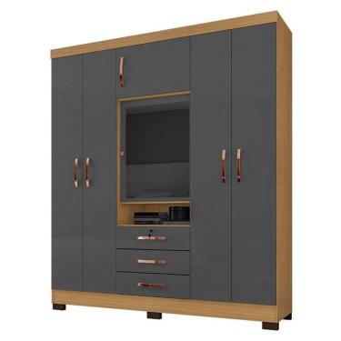 Imagem de Guarda Roupa Casal Imperial Carvalho Americano Grafite - Incorplac
