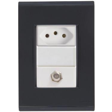 Imagem de Cj Tomadas 10a E Tv Sat Coaxial Liz Grafite Tramontina Completo Pronto Tramontina