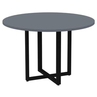 Imagem de Mesa De Reunião Redonda P25 Pandin 110 Cm (largura) Tampo Mdp Grafito Pé Aço Tubular Preto