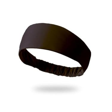 Imagem de Faixa de cabelo esportiva ampla para mulheres – faixa elástica absorvente de umidade para treino, ioga, corrida e fitness – antiderrapante, absorvente de suor, tecido elástico macio (preta)