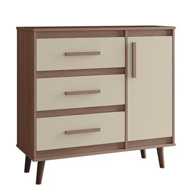Imagem de Comoda Sapateira 3 Gavetas 1 Porta 95 Cm Mila Savana Off White Mobbs