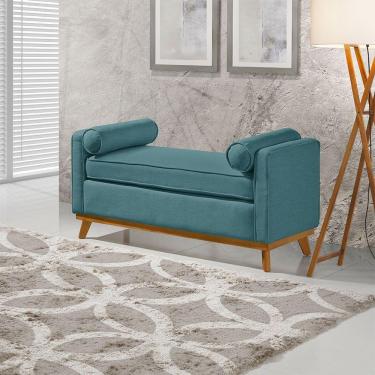 Imagem de Recamier Italia 1,50m Com Base Madeira Linho Sofatec Verde