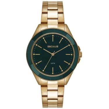 Imagem de Relógio Seculus Feminino Ref: 77346lpsvds2 Fashion Crâmica Dourado