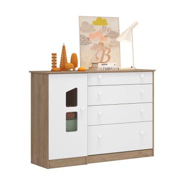 Imagem de Cômoda Sapateira Infantil Sonhar Carvalho Rústico/Branco