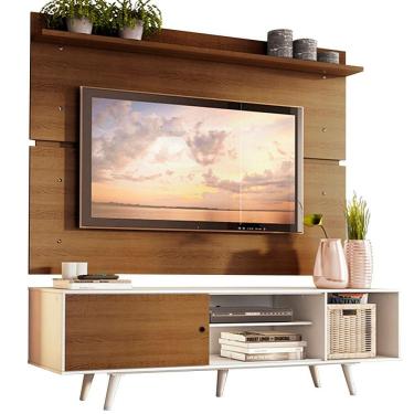 Imagem de Rack Dubai e Painel Tv até 65" com Pés Branco/rustic Madesa