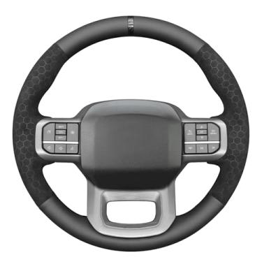 Imagem de MEWANT Capa de volante costurada à mão para Ford F-150 2021-2023 / F-150 Lightning 2022-2023 Acessórios de volante para Ford