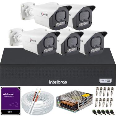 Imagem de Kit 5 Câmeras Full Color C/Áudio Dvr Intelbras 8ch 1TB Purple