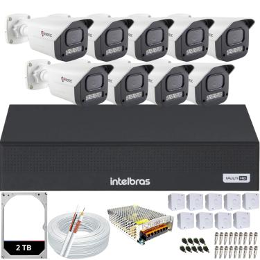 Imagem de Kit 9 Câmeras Full Color C/Áudio Dvr Intelbras 16ch 2TB