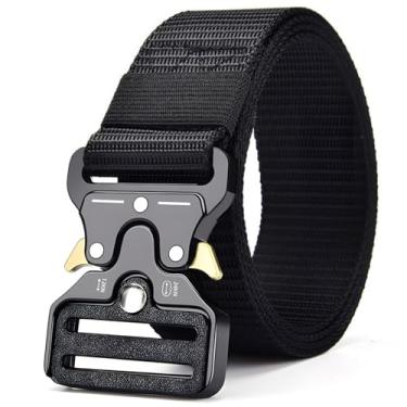 Imagem de Cintos táticos masculinos pretos – Cinto de dinheiro para viagem para homens oculto, cintos masculinos para jeans, cinto ajustável masculino, Preto, 1 peça, L, Cinto de nylon