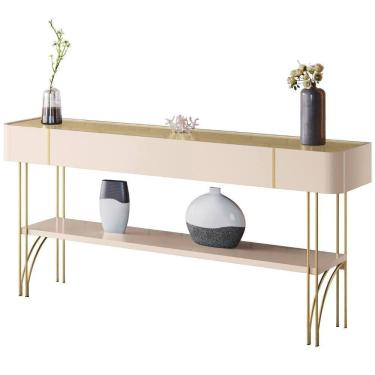 Imagem de Aparador Para Sala De Estar Pés De Aço Gianni Off/champanhe H01 - Mpozenato