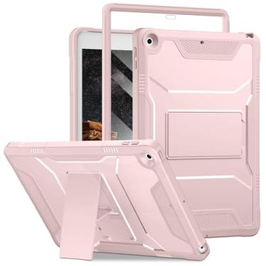 Imagem de DTTO Capa para iPad 9ª/8ª/7ª geração de 10,2 polegadas 2021/2020/2019, protetor de tela integrado, durável à prova de choque, capa protetora completa com suporte para iPad de 10,2 polegadas, areia